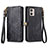 Leather Case Stands Flip Cover Holder S17D for Motorola Moto G53j 5G Black