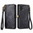 Leather Case Stands Flip Cover Holder S17D for Motorola Moto G72 Black