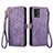 Leather Case Stands Flip Cover Holder S17D for Motorola Moto G72 Purple