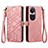 Leather Case Stands Flip Cover Holder S17D for Oppo Reno10 5G Pink