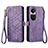 Leather Case Stands Flip Cover Holder S17D for Oppo Reno10 5G Purple