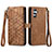 Leather Case Stands Flip Cover Holder S17D for Samsung Galaxy A34 5G Brown