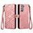 Leather Case Stands Flip Cover Holder S17D for Samsung Galaxy S21 FE 5G Pink