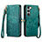 Leather Case Stands Flip Cover Holder S17D for Samsung Galaxy S22 5G Green