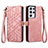 Leather Case Stands Flip Cover Holder S17D for Samsung Galaxy S22 Ultra 5G Pink