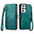 Leather Case Stands Flip Cover Holder S17D for Samsung Galaxy S24 Ultra 5G Green