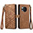 Leather Case Stands Flip Cover Holder S17D for Sharp Aquos R8s Brown