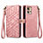 Leather Case Stands Flip Cover Holder S18D for Motorola Moto Edge 30 Pro 5G Pink