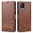 Leather Case Stands Flip Cover Holder SY1 for Oppo A54 4G Brown