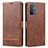 Leather Case Stands Flip Cover Holder SY1 for Oppo A54 5G Brown