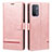 Leather Case Stands Flip Cover Holder SY1 for Oppo A54 5G Pink