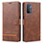 Leather Case Stands Flip Cover Holder SY1 for Oppo A74 5G Brown