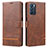 Leather Case Stands Flip Cover Holder SY1 for Oppo Reno6 5G Brown