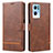 Leather Case Stands Flip Cover Holder SY1 for Oppo Reno7 Pro 5G Brown