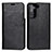 Leather Case Stands Flip Cover Holder T01D for Samsung Galaxy S22 5G Black