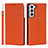 Leather Case Stands Flip Cover Holder T02D for Samsung Galaxy S22 5G Orange