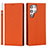 Leather Case Stands Flip Cover Holder T02D for Samsung Galaxy S22 Ultra 5G Orange