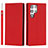 Leather Case Stands Flip Cover Holder T02D for Samsung Galaxy S22 Ultra 5G Red