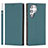 Leather Case Stands Flip Cover Holder T02D for Samsung Galaxy S23 Ultra 5G Cyan