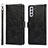 Leather Case Stands Flip Cover Holder T04D for Samsung Galaxy S22 Plus 5G Black