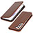 Leather Case Stands Flip Cover Holder T06D for Samsung Galaxy S21 FE 5G Brown