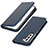 Leather Case Stands Flip Cover Holder T06D for Samsung Galaxy S22 5G Blue