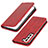 Leather Case Stands Flip Cover Holder T06D for Samsung Galaxy S23 5G Red