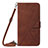 Leather Case Stands Flip Cover Holder Y01B for Apple iPhone 15 Pro Brown