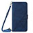 Leather Case Stands Flip Cover Holder Y01B for Apple iPhone 15 Pro Max Blue