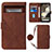 Leather Case Stands Flip Cover Holder Y01B for Google Pixel 8 Pro 5G Brown