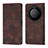 Leather Case Stands Flip Cover Holder Y01B for Huawei Honor X9a 5G Brown