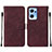 Leather Case Stands Flip Cover Holder Y01B for OnePlus Nord CE 2 5G Red Wine