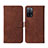 Leather Case Stands Flip Cover Holder Y01B for Oppo A53s 5G Brown