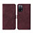 Leather Case Stands Flip Cover Holder Y01B for Oppo A53s 5G Red Wine