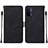 Leather Case Stands Flip Cover Holder Y01B for Oppo A54 5G Black