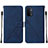 Leather Case Stands Flip Cover Holder Y01B for Oppo A54 5G Blue