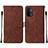 Leather Case Stands Flip Cover Holder Y01B for Oppo A54 5G Brown