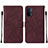 Leather Case Stands Flip Cover Holder Y01B for Oppo A54 5G Red Wine