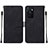 Leather Case Stands Flip Cover Holder Y01B for Oppo A55S 5G Black