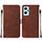 Leather Case Stands Flip Cover Holder Y01B for Oppo A96 4G Brown