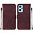 Leather Case Stands Flip Cover Holder Y01B for Oppo A96 4G Red Wine