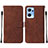 Leather Case Stands Flip Cover Holder Y01B for Oppo Find X5 Lite 5G Brown