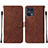 Leather Case Stands Flip Cover Holder Y01B for Oppo Find X5 Pro 5G Brown