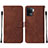 Leather Case Stands Flip Cover Holder Y01B for Oppo Reno5 F Brown