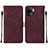 Leather Case Stands Flip Cover Holder Y01B for Oppo Reno5 F Red Wine