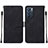 Leather Case Stands Flip Cover Holder Y01B for Oppo Reno6 5G Black