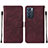 Leather Case Stands Flip Cover Holder Y01B for Oppo Reno6 5G Red Wine