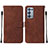 Leather Case Stands Flip Cover Holder Y01B for Oppo Reno6 Pro 5G Brown