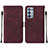 Leather Case Stands Flip Cover Holder Y01B for Oppo Reno6 Pro 5G Red Wine