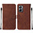 Leather Case Stands Flip Cover Holder Y01B for Realme 10 Pro 5G Brown